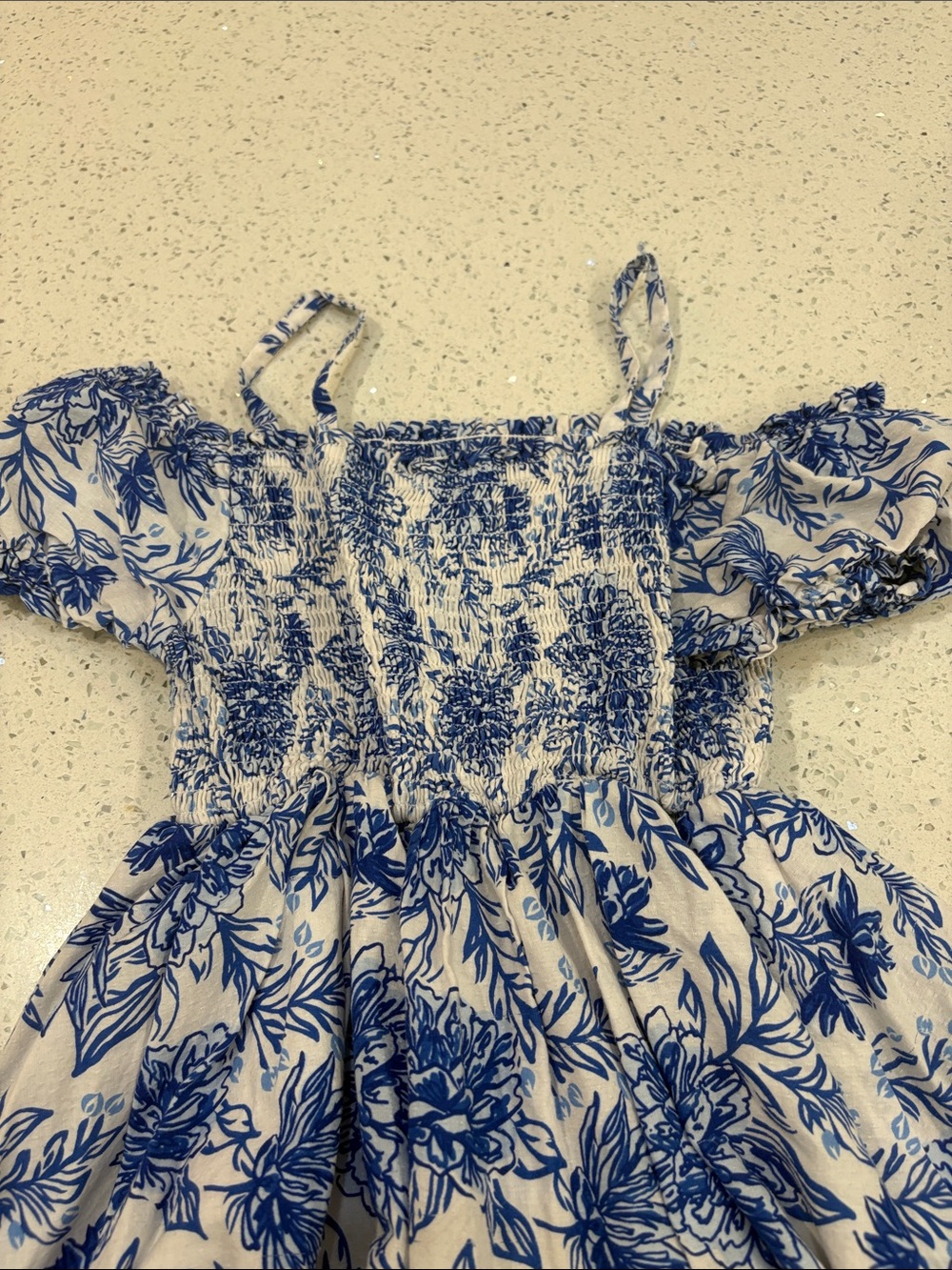 Joie Girls Blue & White Floral Smocked Sundress size 12 - Picture 4 of 5